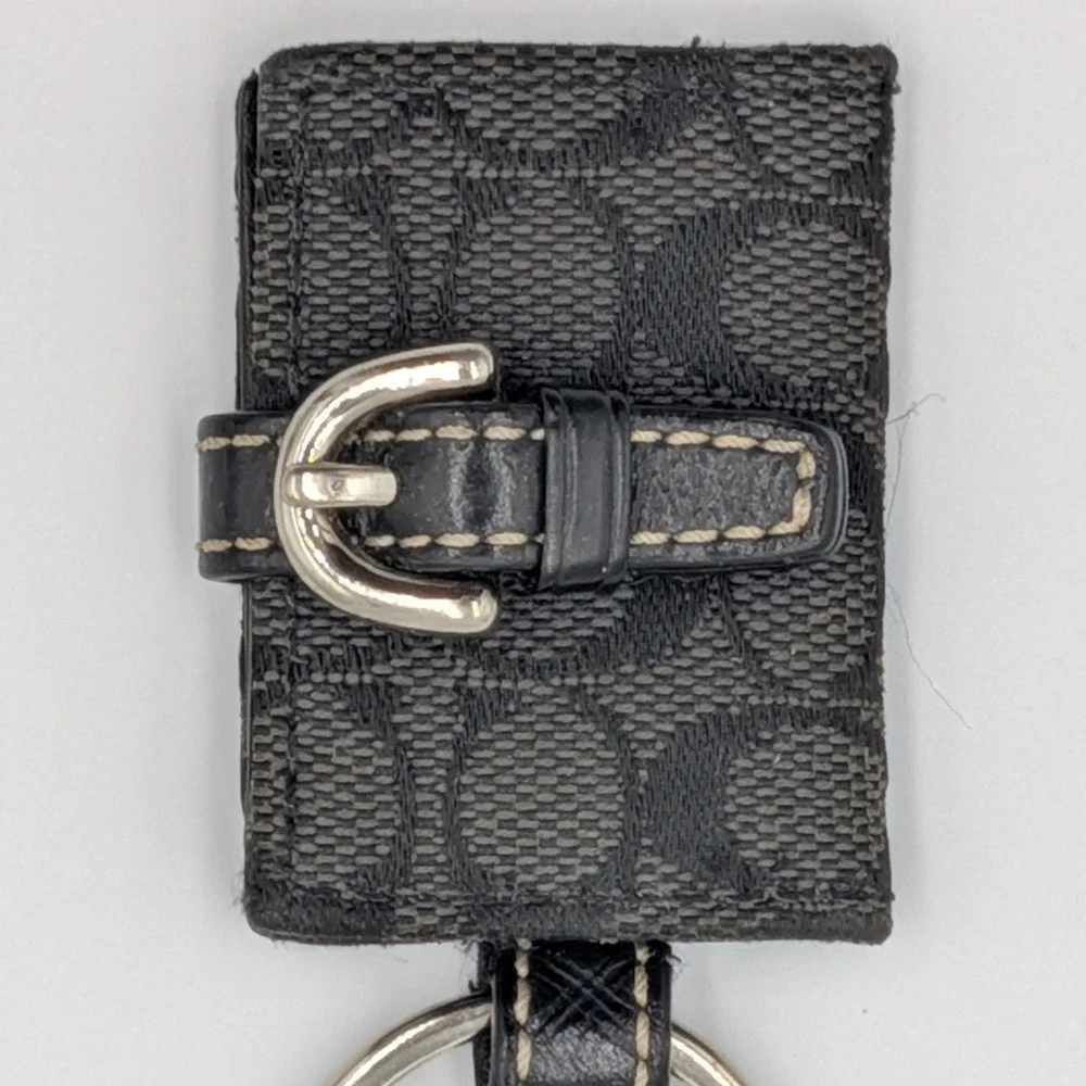 Coach Picture Frame Charm Keychain Black Grey Signature Canvas Vintage Mini Y2K